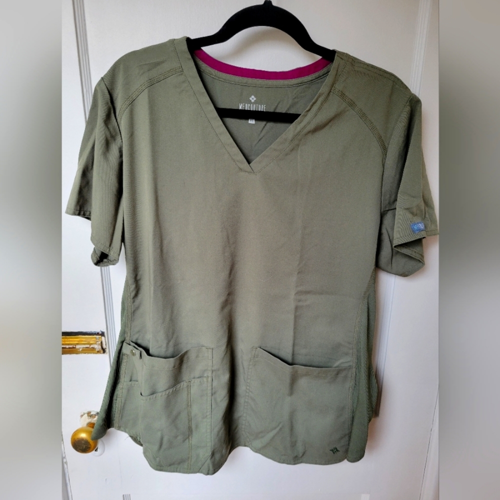 Set of Sage Green Med Couture Scrubs, Top and Joggers, XL